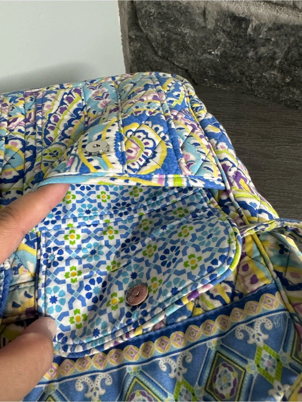 Quilted Paisley Tote Bag - Blue, Green & Pink